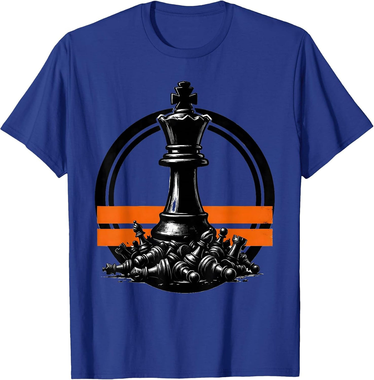 Chess King Standing on Collapsed Pieces T-Shirt - Royal Blue