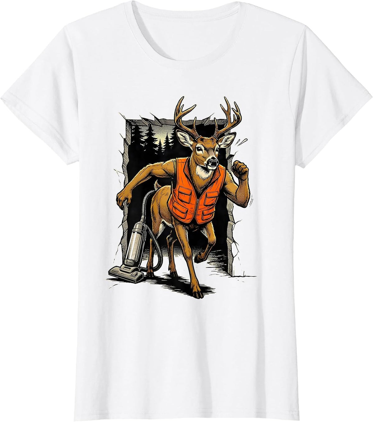 Whitetail Buck Comic Book Hunting Dad Humor T-Shirt - White
