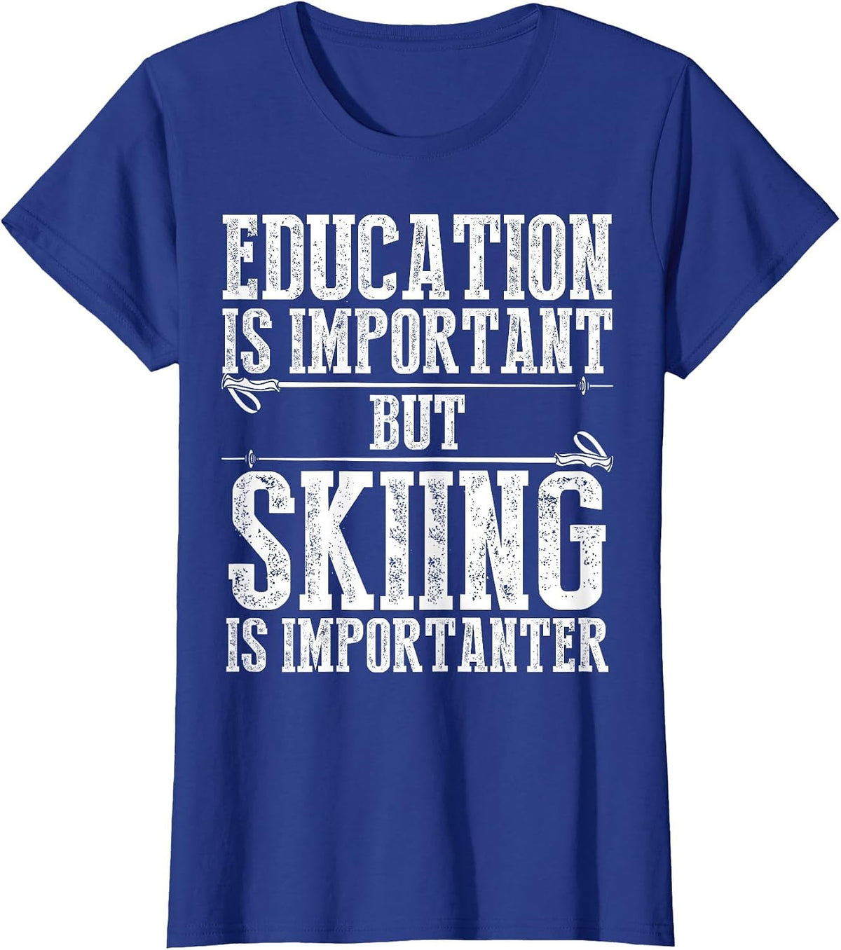 Skiing Art for Men Women Kids Winter Sport Ski Lover Skier T-Shirt - Royal Blue