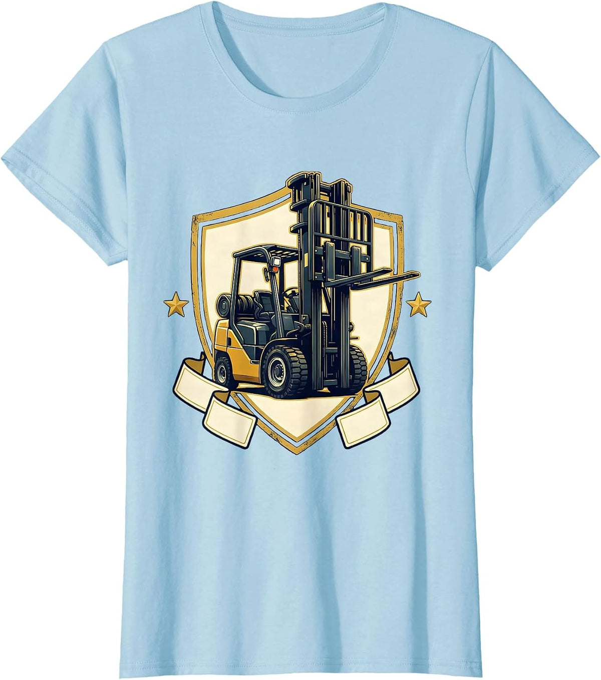 Women's Forklift Operator Emblem Humor Gift T-Shirt - Baby Blue