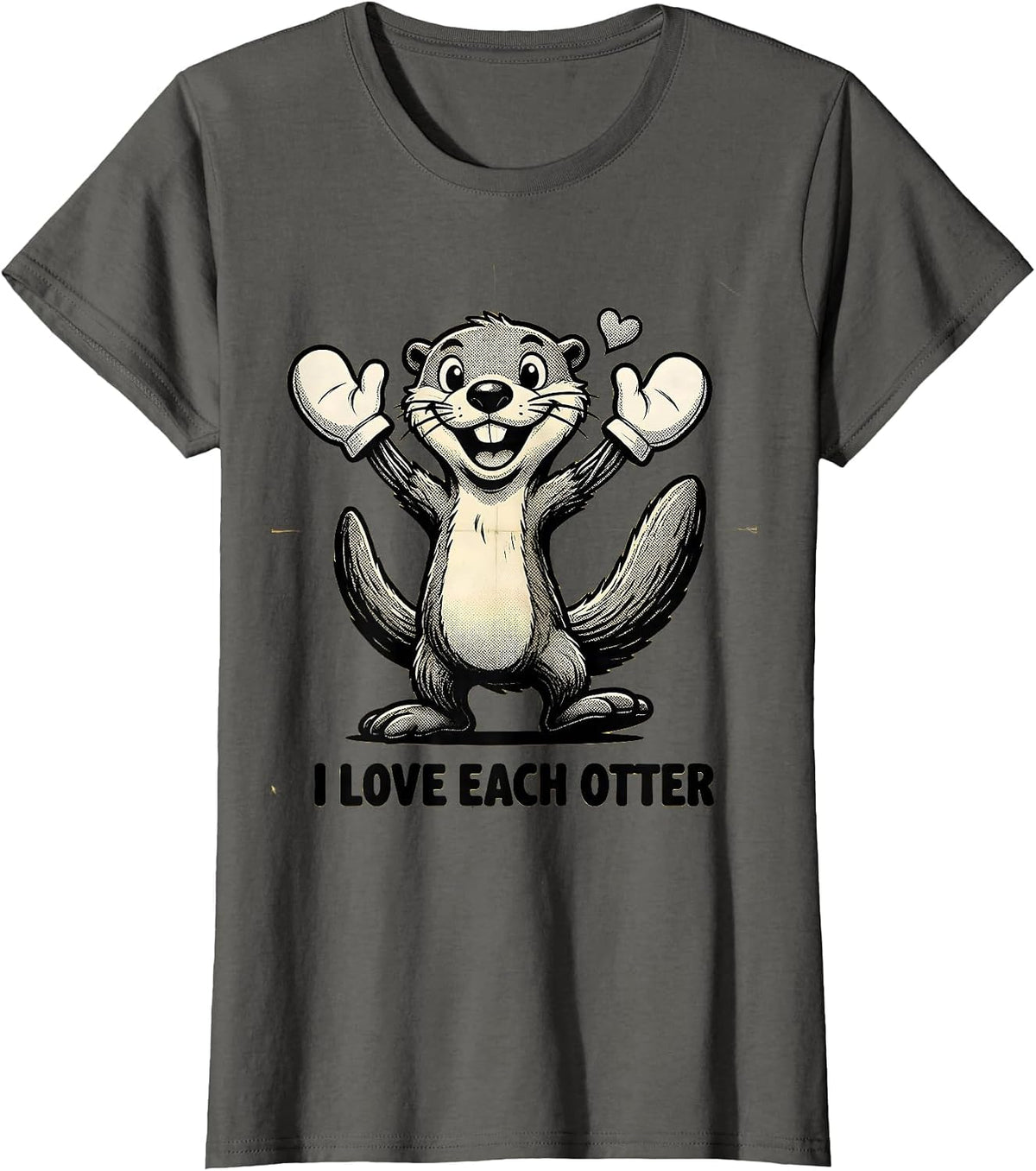 Women's I Love Each Otter Retro Cartoon Funny Otter Lover Gift T-Shirt - Asphalt Grey
