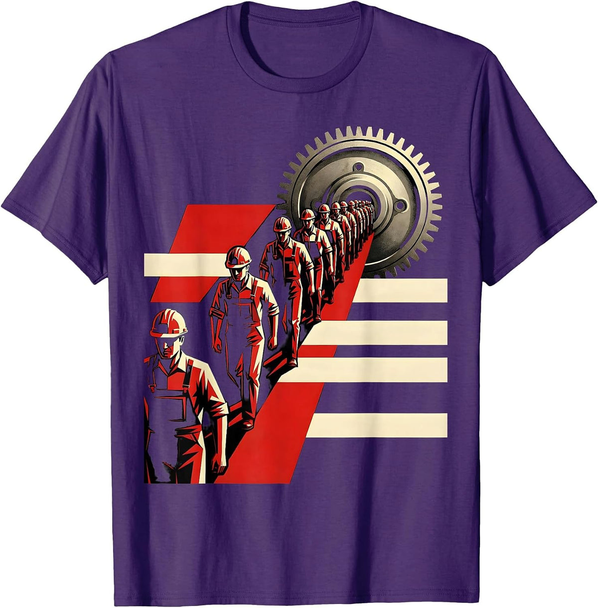 Labor Day Workers Parade Marching Illustration T-Shirt - Purple