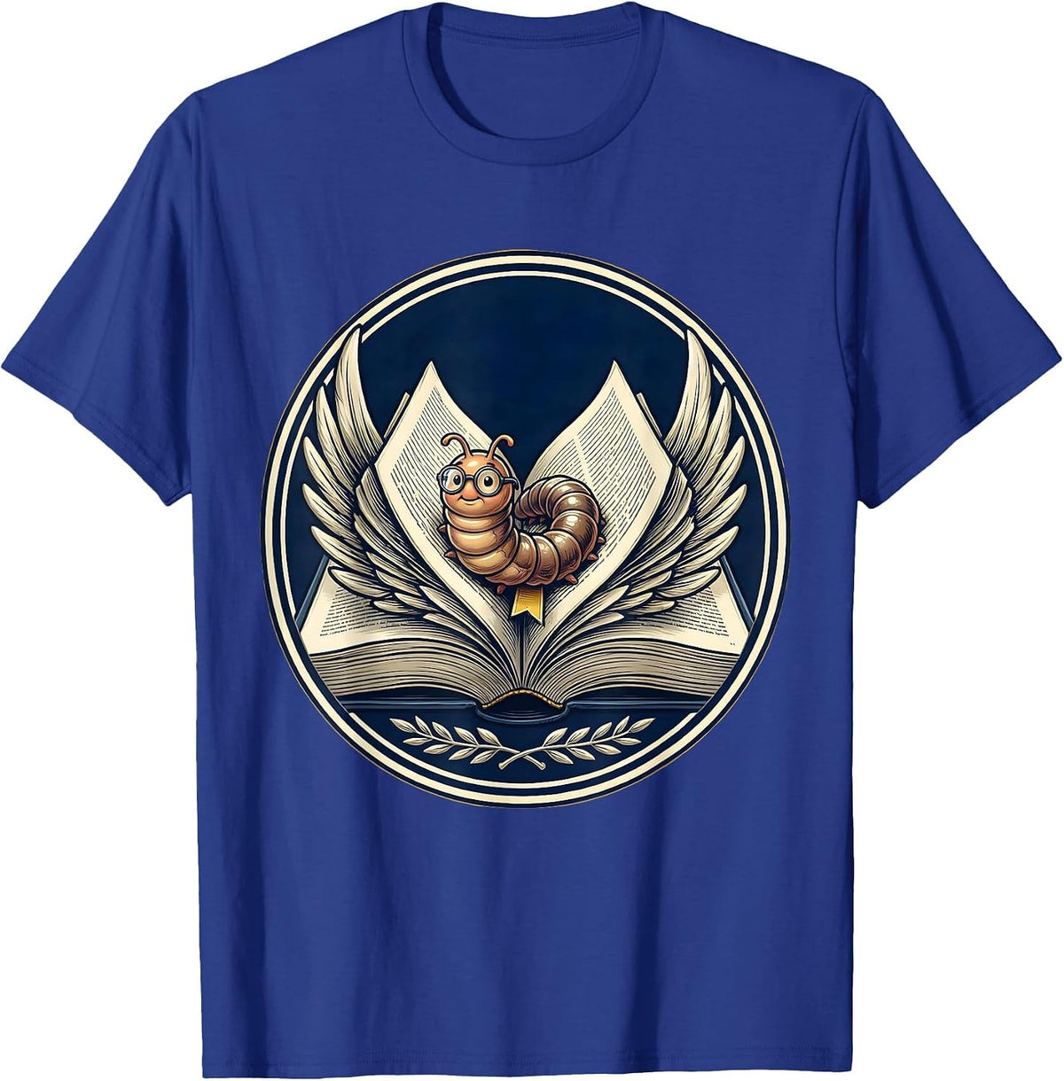 Men's Bookworm Literally Reading Inside a Book T-Shirt - Royal Blue