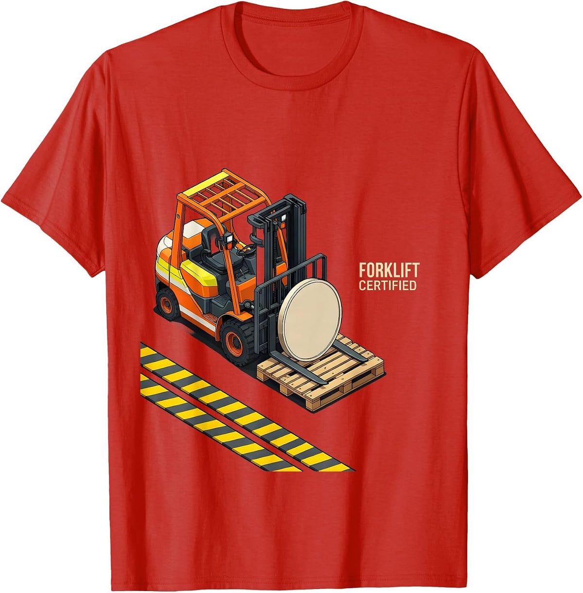 Men's Forklift Certified Funny Construction Worker Occupational T-Shirt - Red