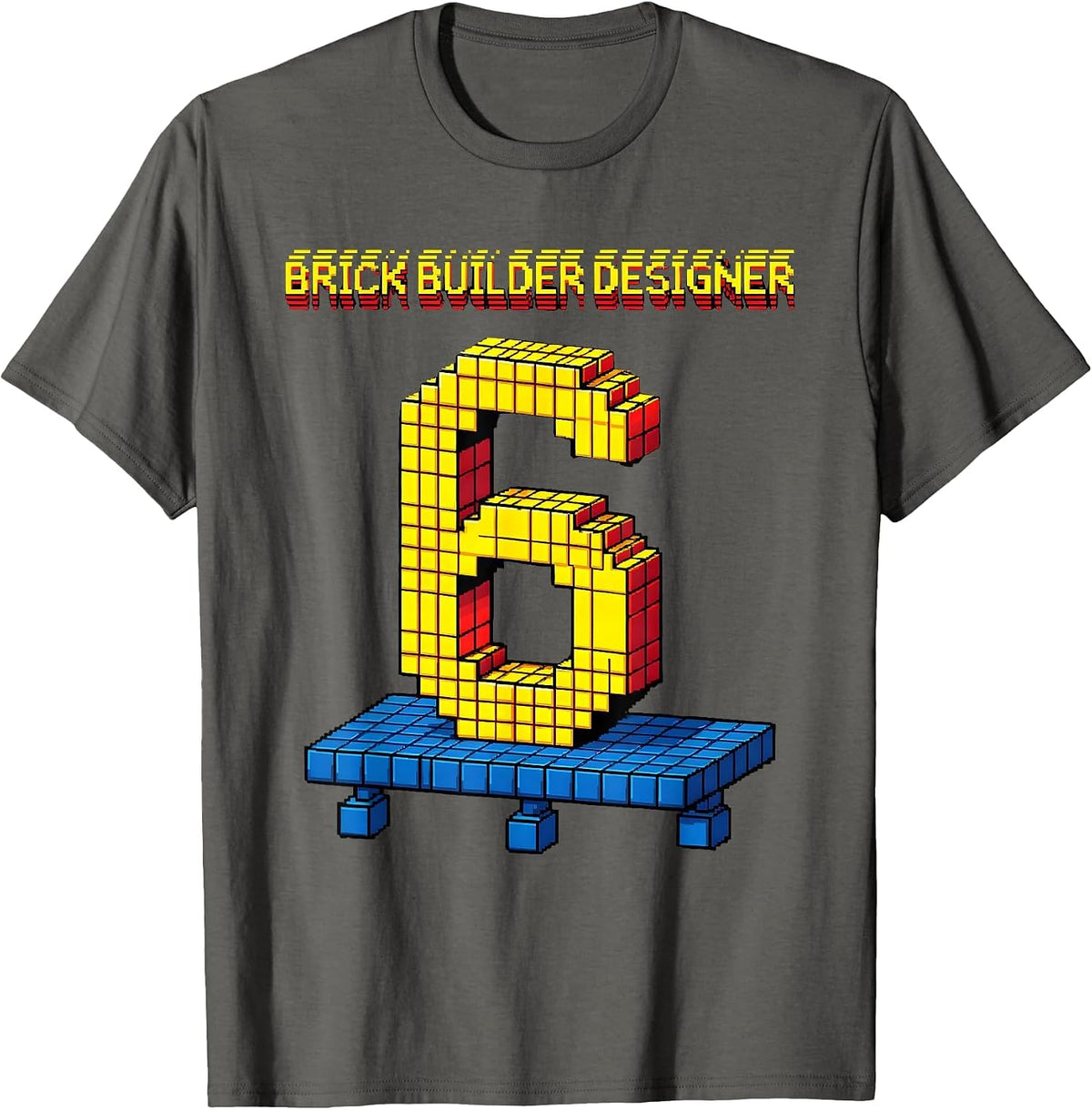 Brick Builder Designer 6 Pixel Art Building Bricks Boy T-Shirt - Asphalt Grey
