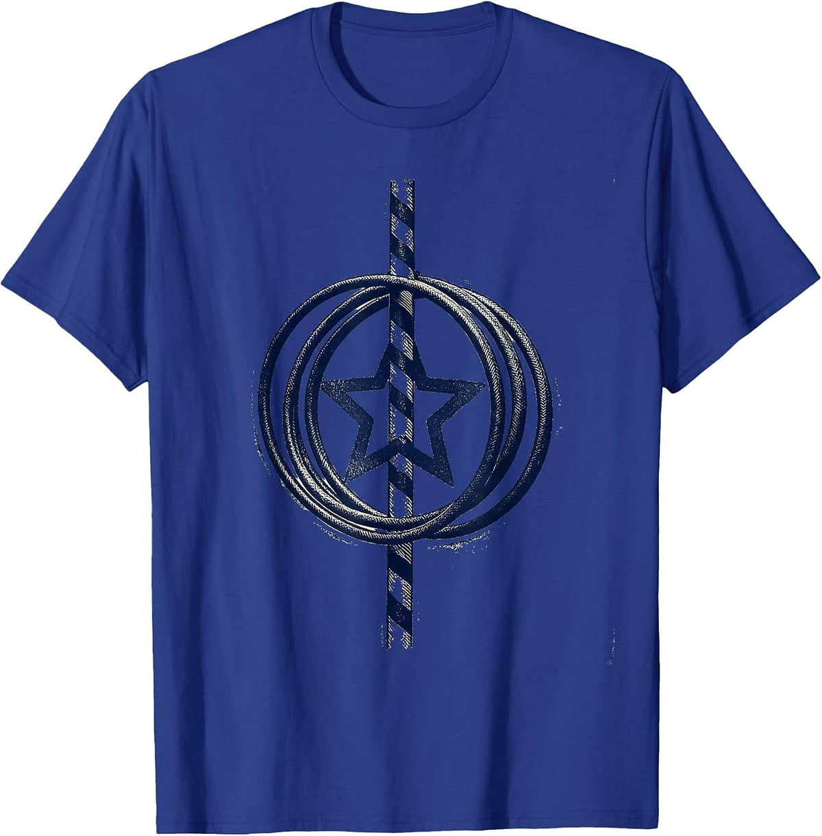 Men's Interlocked Aerial Hoops Rubber Stamp Circus Party Costume T-Shirt - Royal Blue