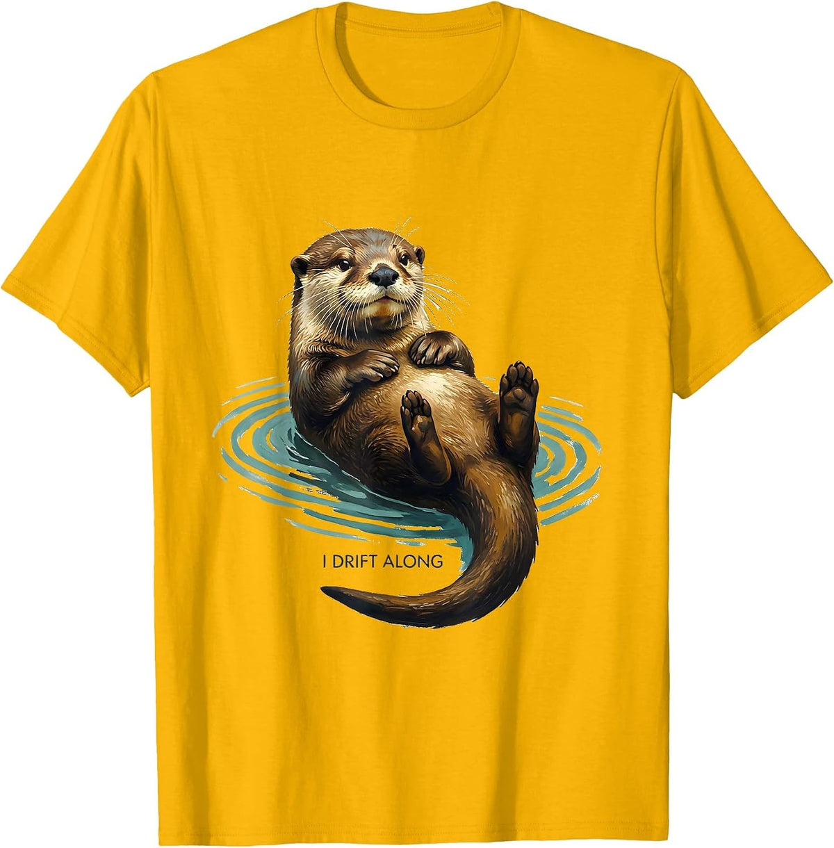 I Drift Along Funny Otter Lover Animal Humor T-Shirt - Golden Yellow
