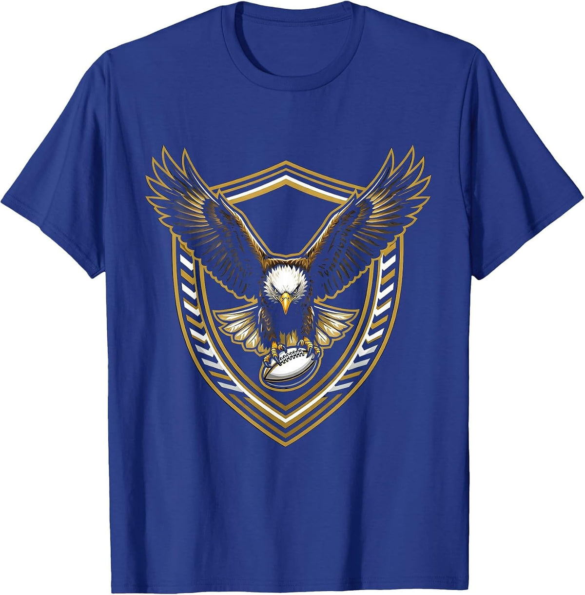 Eagle Rugby Ball Swooping Raptor Graphic T-Shirt - Royal Blue