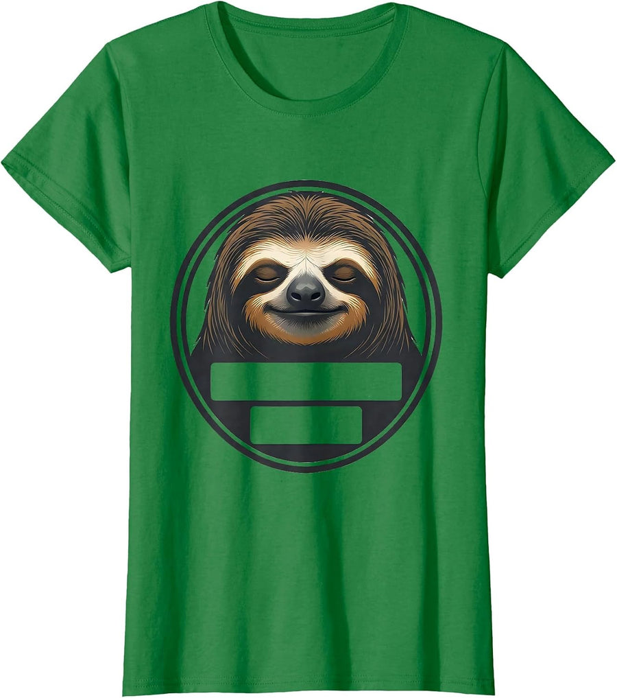 Women's Sealed Sloth Badge Minimalist Lazy Humor Novelty T-Shirt - Kelly Green