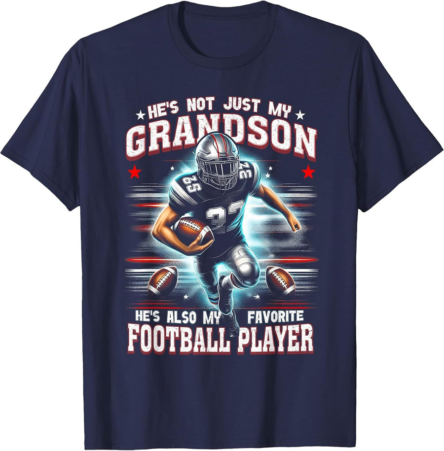 He's Not Just My Grandson He's Favorite Football Player T-Shirt - Navy Blue