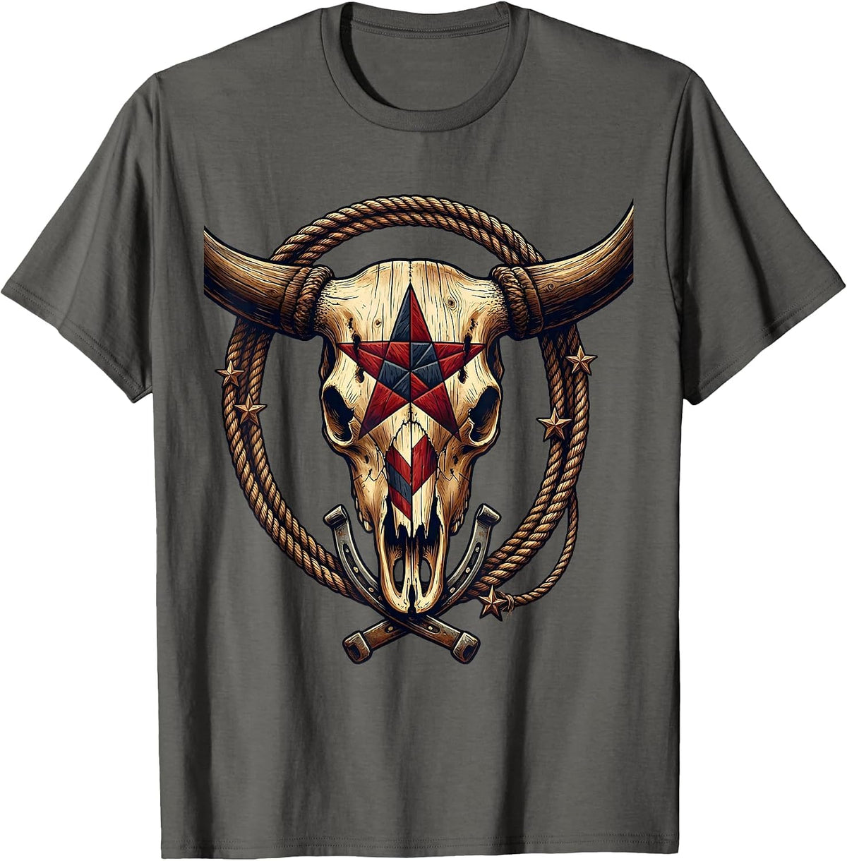 Men's God Bless America Barn Quilt Rustic Farmhouse Design T-Shirt - Asphalt Grey