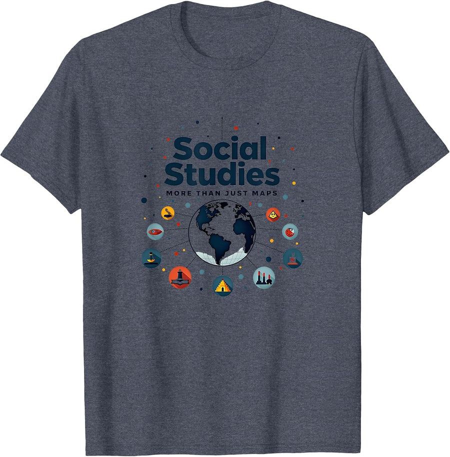 Social Studies Teacher: More Than Just Maps T-Shirt, Men, Heather Blue - As Pictured