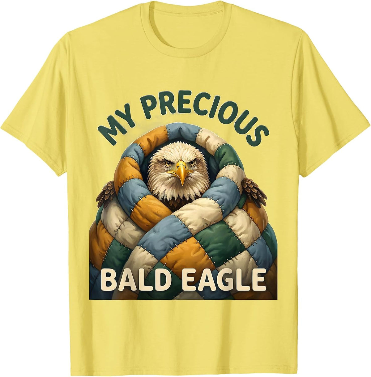 Men's My Precious Bald Eagle Funny Eagle Lover Novelty Mascot T-Shirt - Lemon Yellow