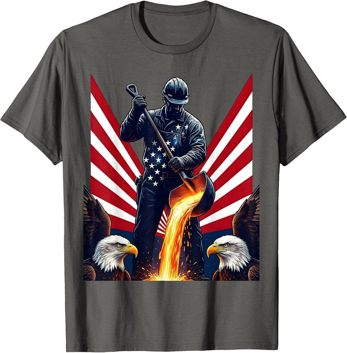 Men's Steelworker Molten Metal Foundry Graphic T-Shirt - Asphalt Grey