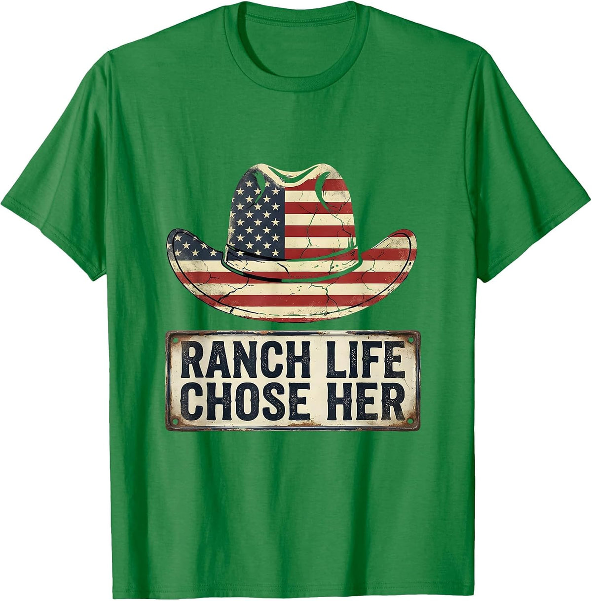 Men's Ranch Life Chose Her Cowgirl Graphic Design T-Shirt - Kelly Green