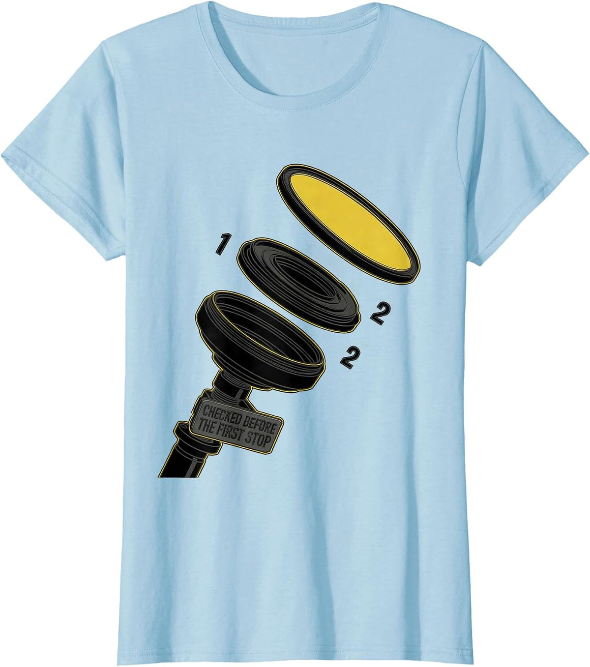 Checked Before The First Stop Funny School Bus Driver T-Shirt - Baby Blue