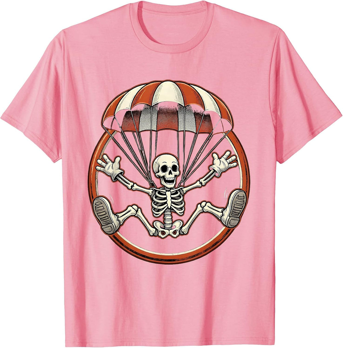 Men's Skeleton Skydiving Parachute Never Better Design T-Shirt - Pink