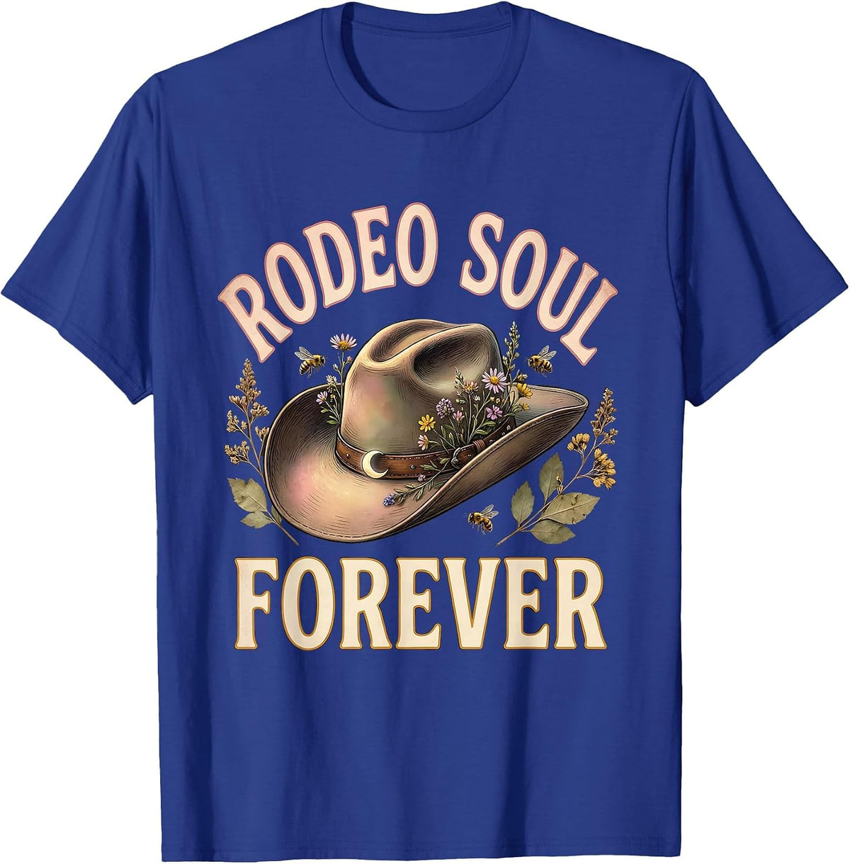 Rodeo Soul Forever Western Cowgirl Design T-Shirt - Royal Blue