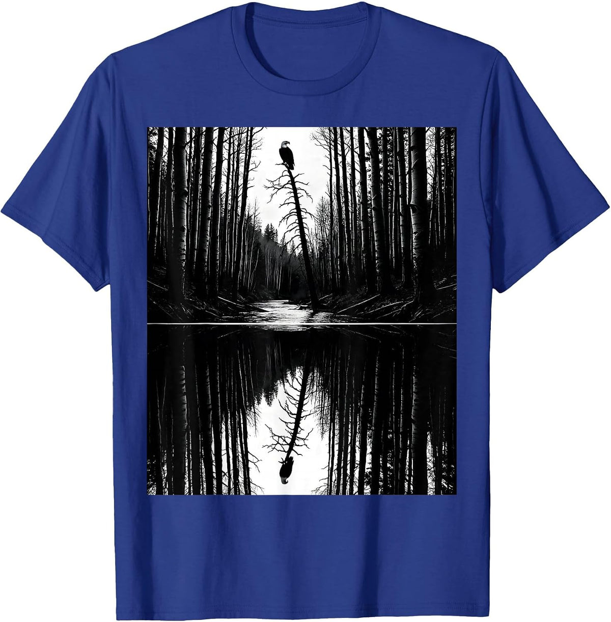 Steep River Gorge Silhouette Nature Reflection Outdoor T-Shirt - Royal Blue