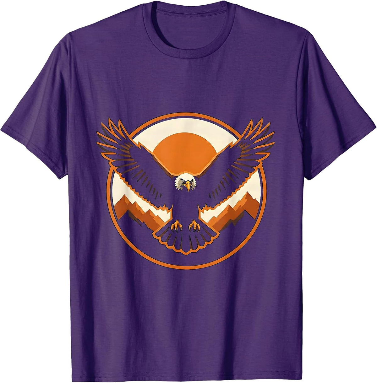 Bald Eagle Full Wingspan Illustration Freedom Design T-Shirt - Purple