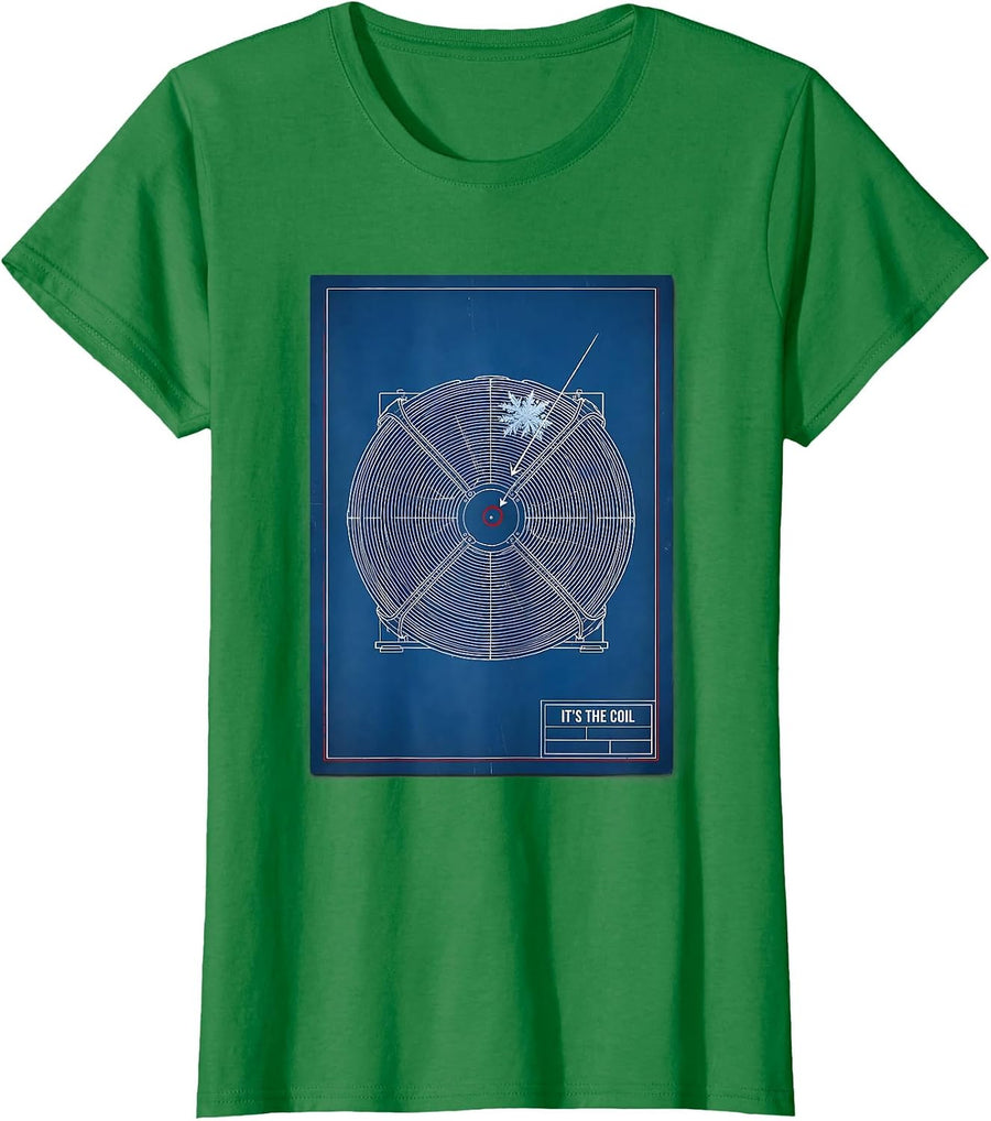 Women's It's The Coil HVAC Technician Trade Humor Funny HVAC Tech T-Shirt - Kelly Green