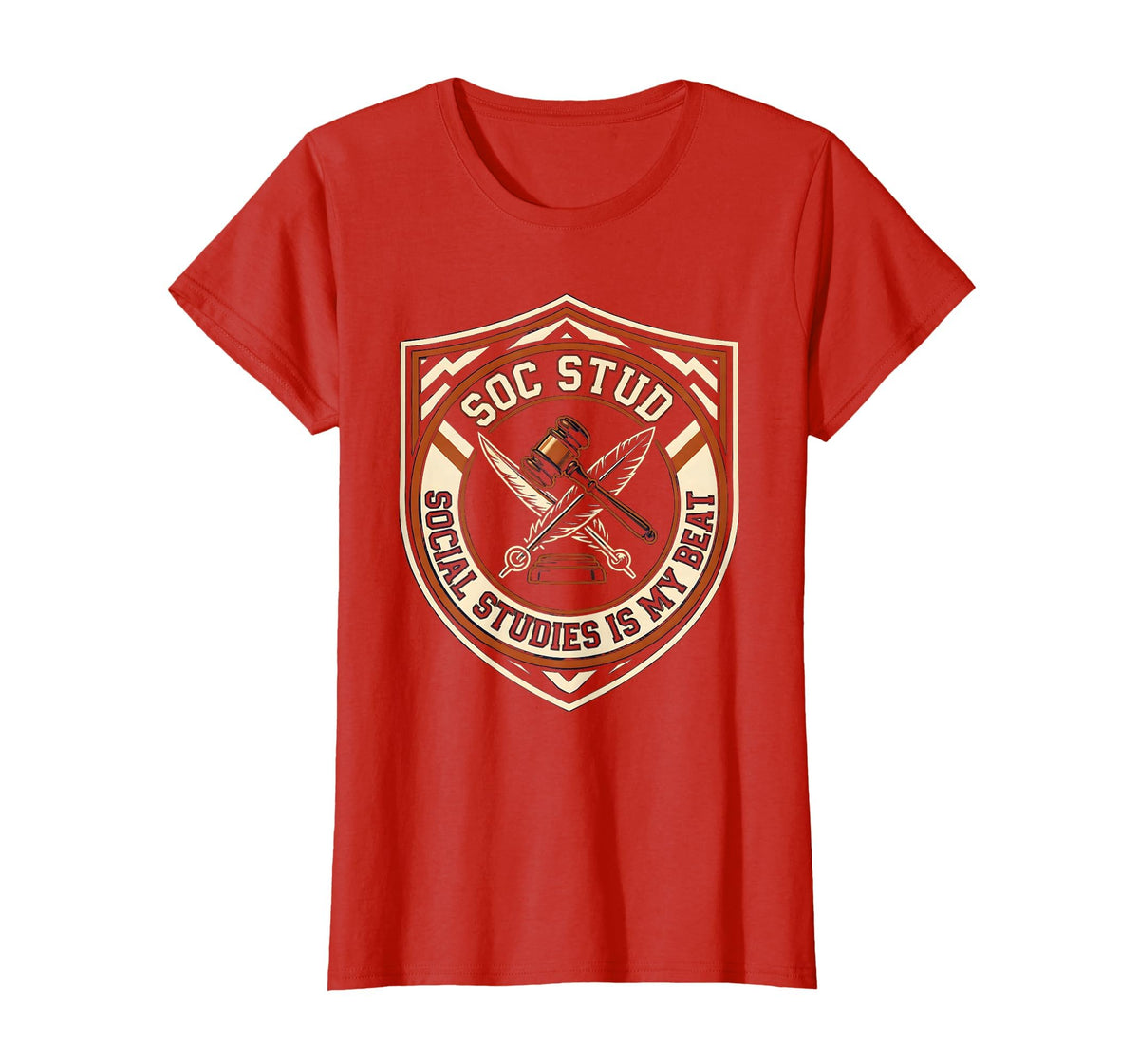 Mademark Social Studies Is My Beat Funny Teacher Back To School T-Shirt - Red