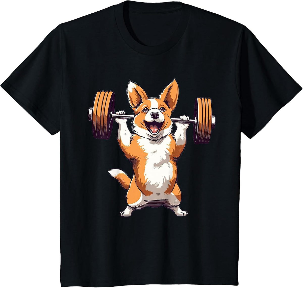 Corgi Dog Powerlifting Weightlifting Gym Workout T-Shirt - Black