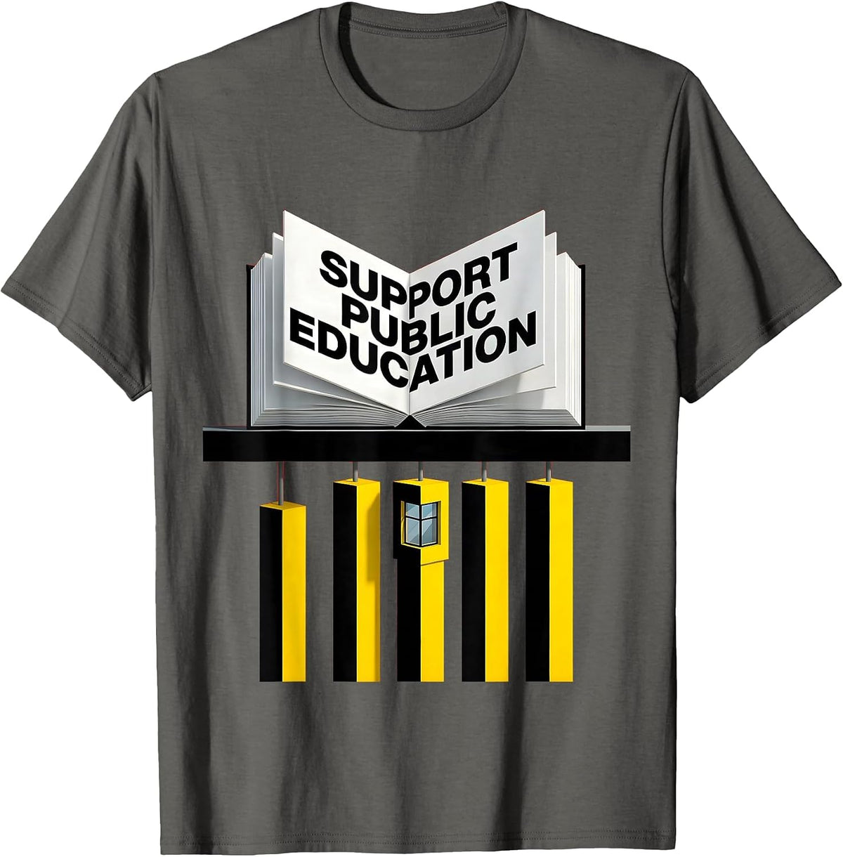 Men's Support Public Education Bauhaus Teacher Red For Ed Protest T-Shirt - Asphalt Grey