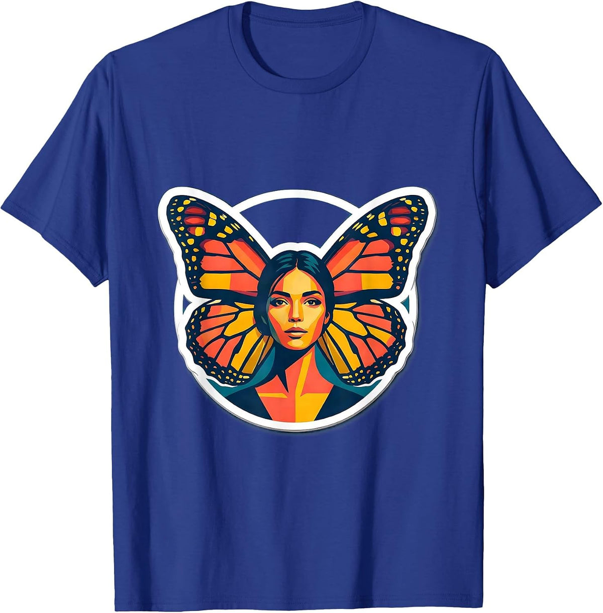 Butterfly Wings Portrait Graphic Tee for Gigi T-Shirt - Royal Blue