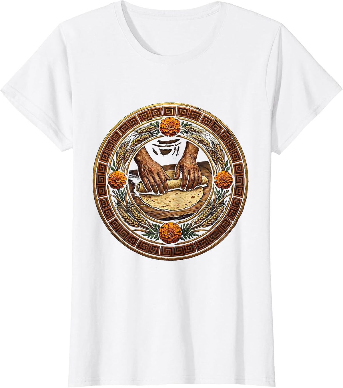 Abuela Tortilla Rolling Mexican Heritage Graphic T-Shirt - White