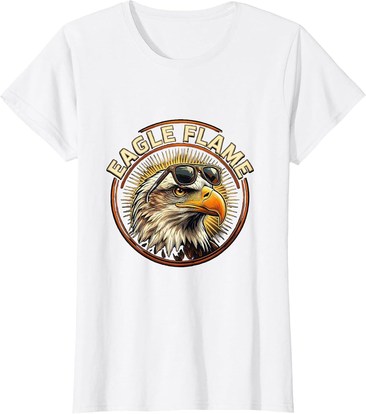 Women's Eagle Flame Playful Bald Eagle Wildlife Lover Pride Kids T-Shirt - White