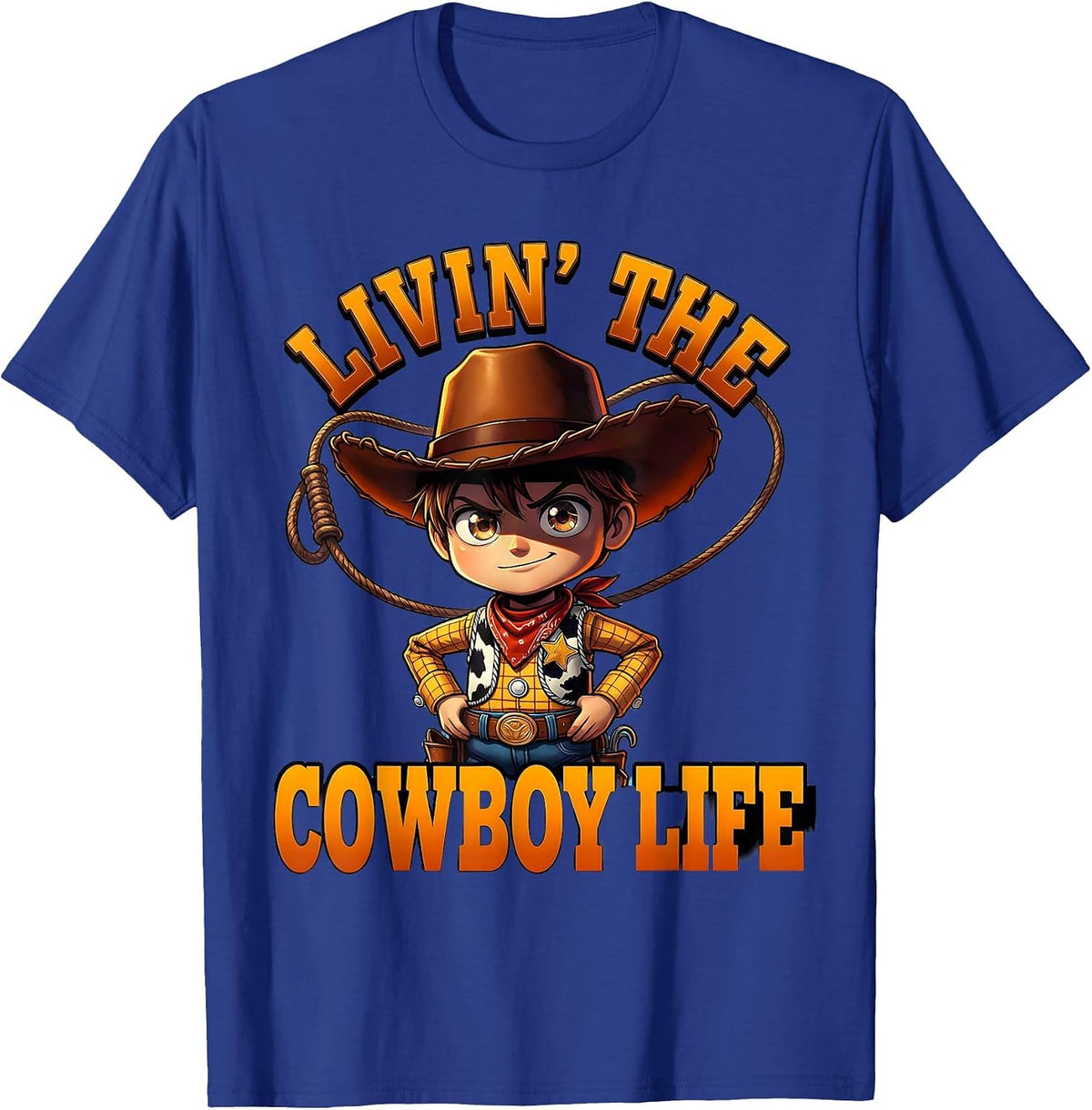 Livin' the Cowboy Life Western Design T-Shirt - Royal Blue