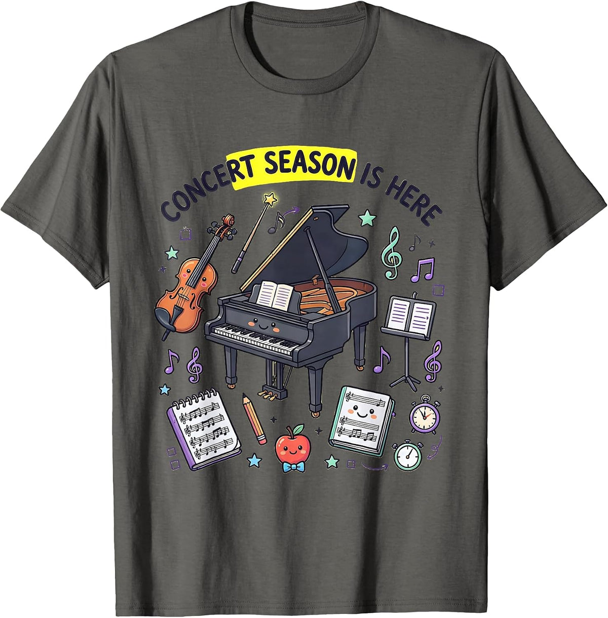 Concert Season Is Here Music Teacher Design T-Shirt - Asphalt Grey