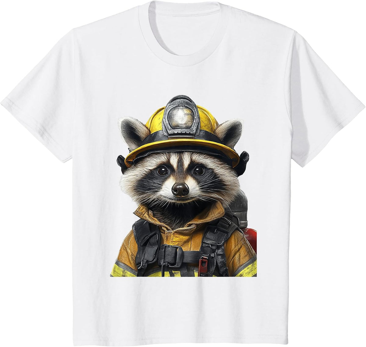 Raccoon Fireman T-Shirt - White