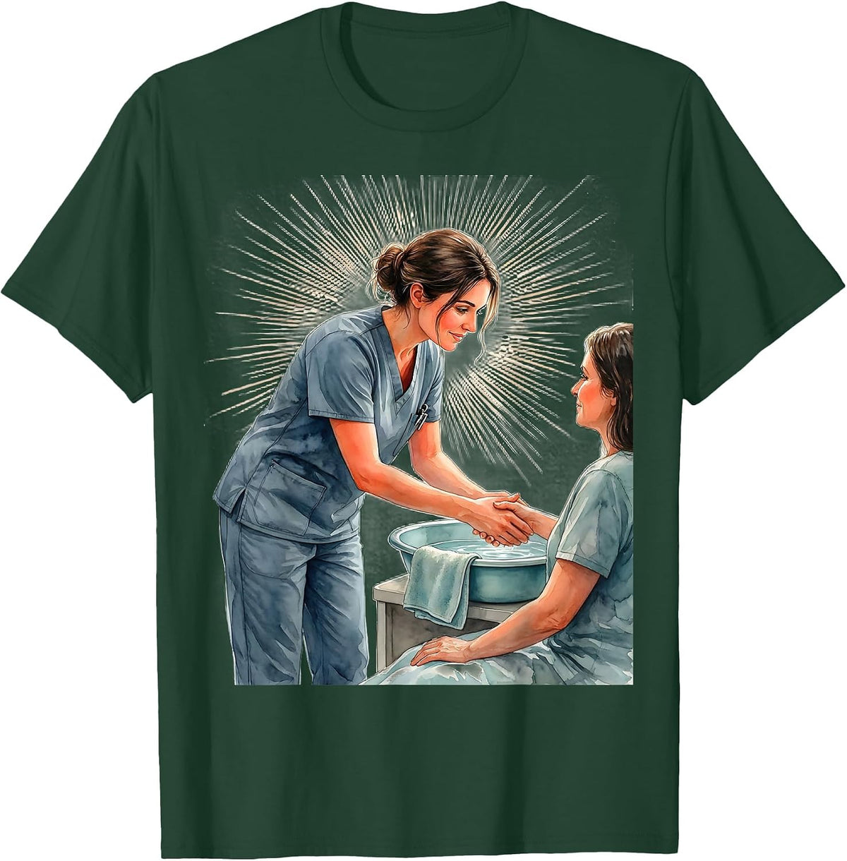 Patient Care Technician Watercolor Appreciation Week Gift T-Shirt - Dark Green