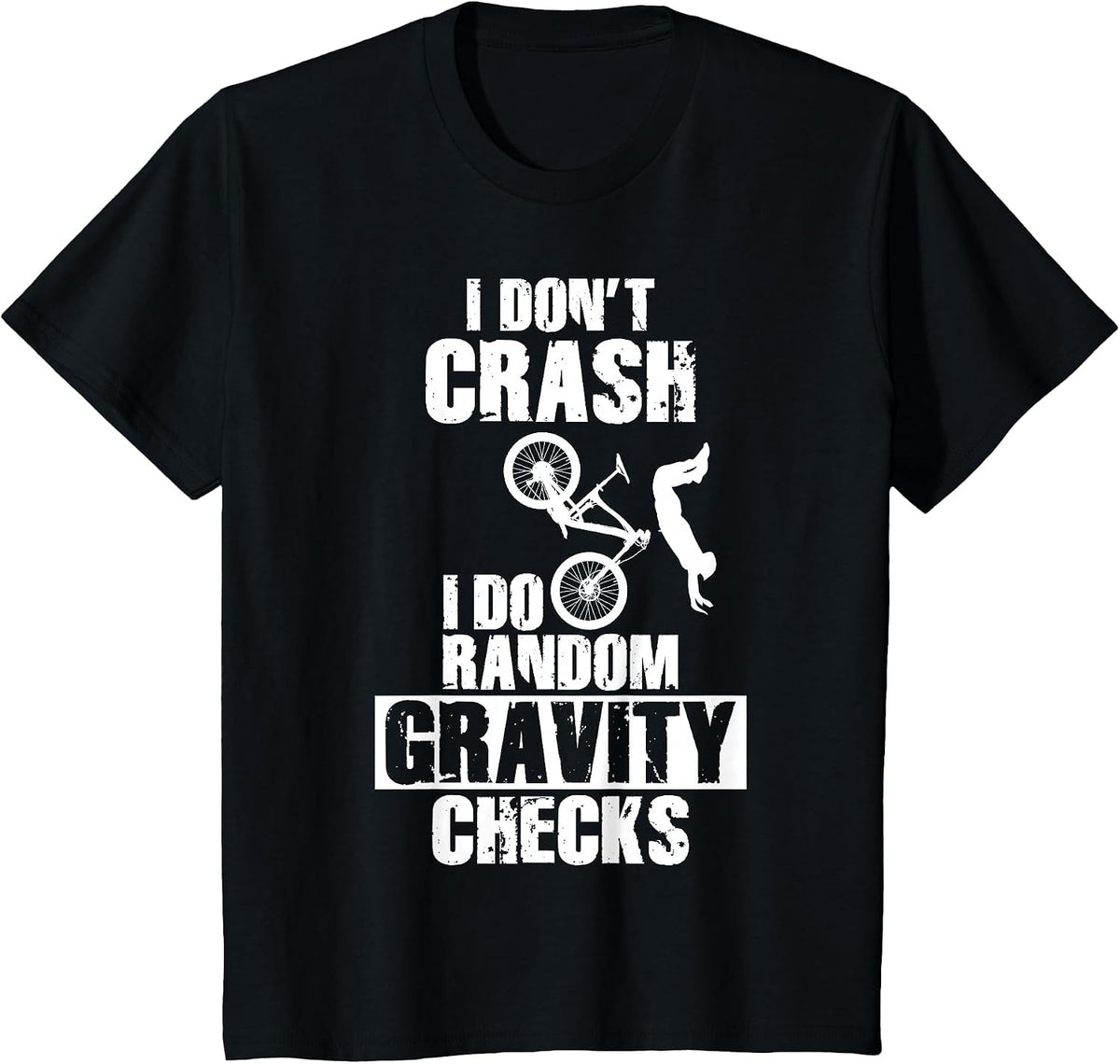 Mountain Bike Crash - Funny MTB Gravity Checks T-Shirt - Black
