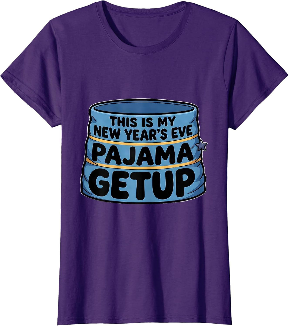 Women's This Is My New Year's Eve Pajama Getup Cartoon Family Humor T-Shirt - Purple