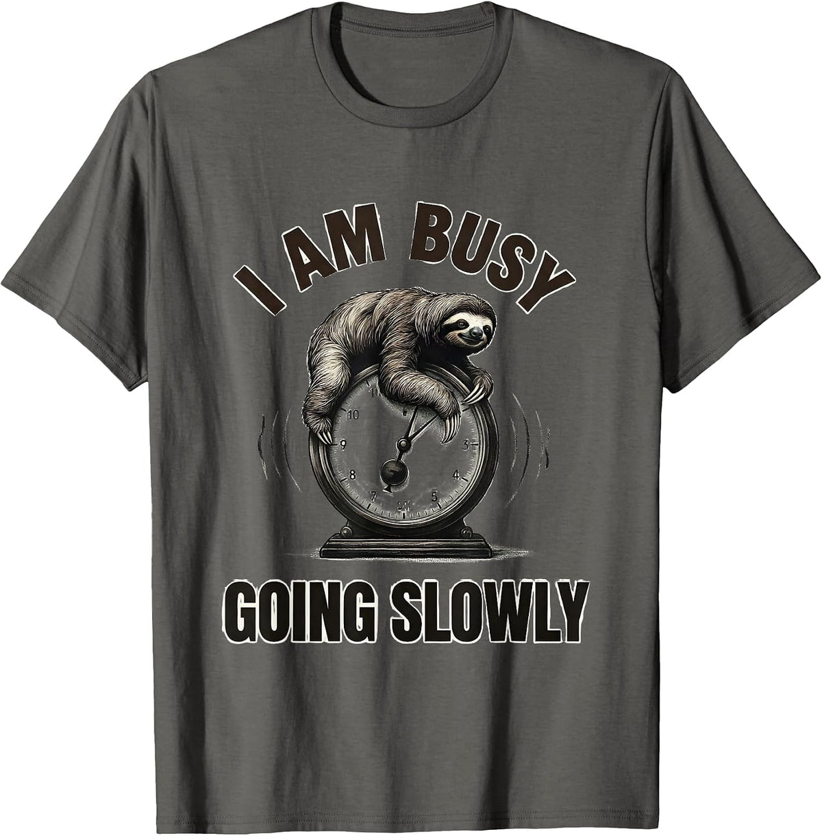 Men's I Am Busy Going Slowly Funny Sloth Novelty Animal Humor T-Shirt - Asphalt Grey