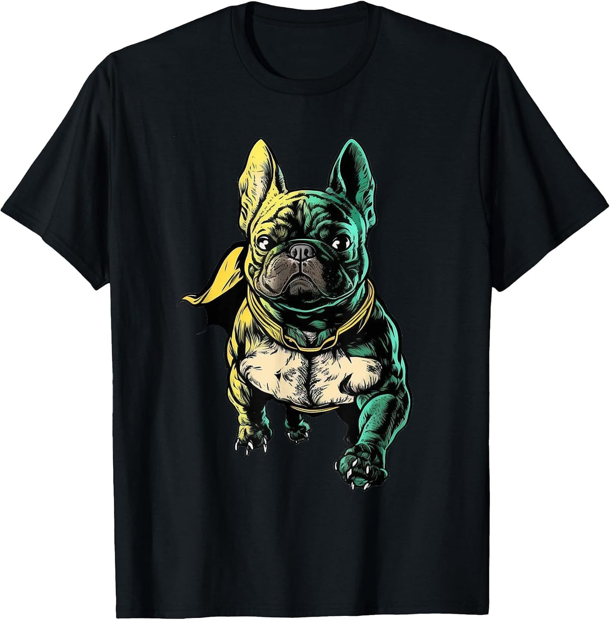 Superhero French Bulldog Red Cape Super Hero Dog T-Shirt - Black
