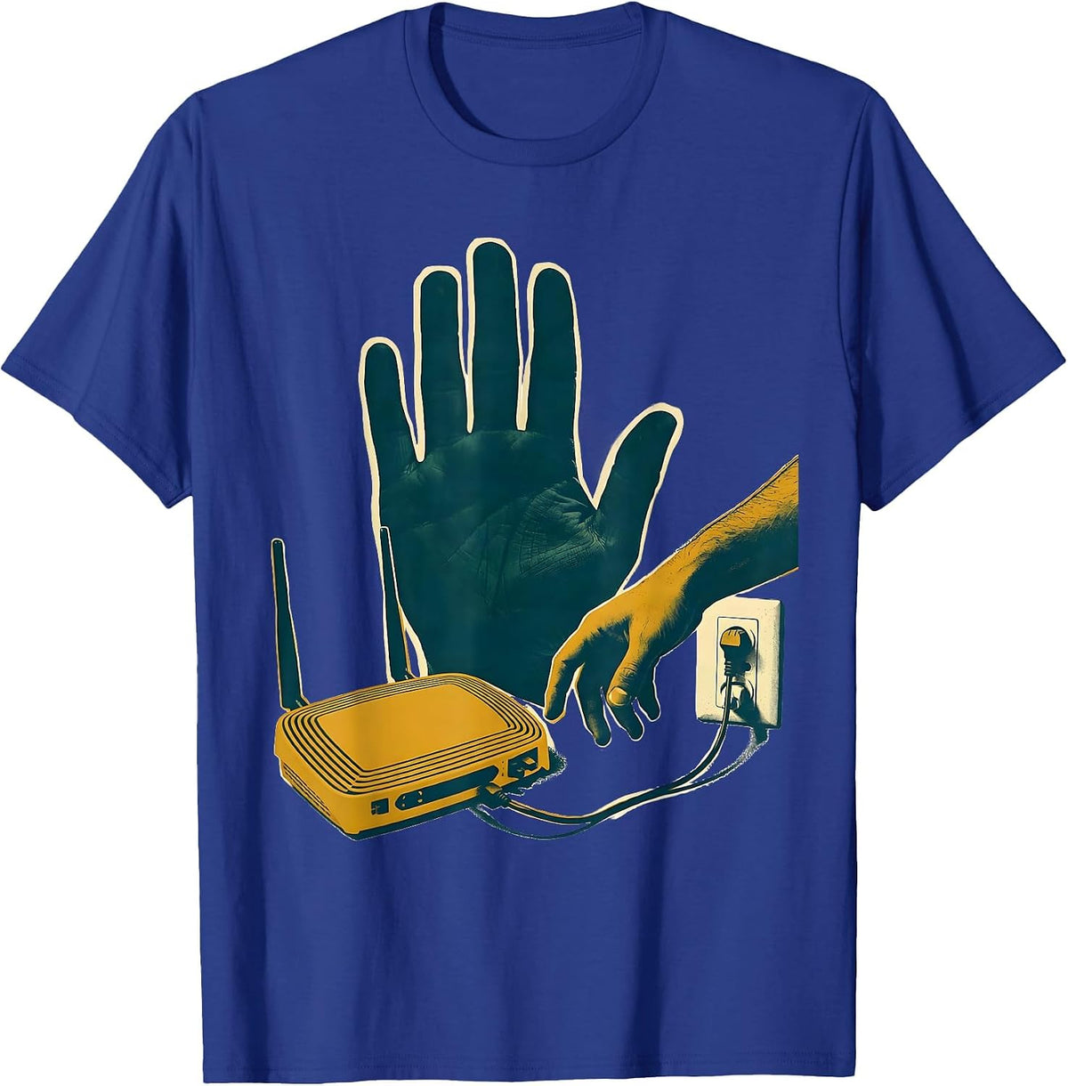 Men's Stop And Wait Tech Humor IT Support Gift T-Shirt - Royal Blue