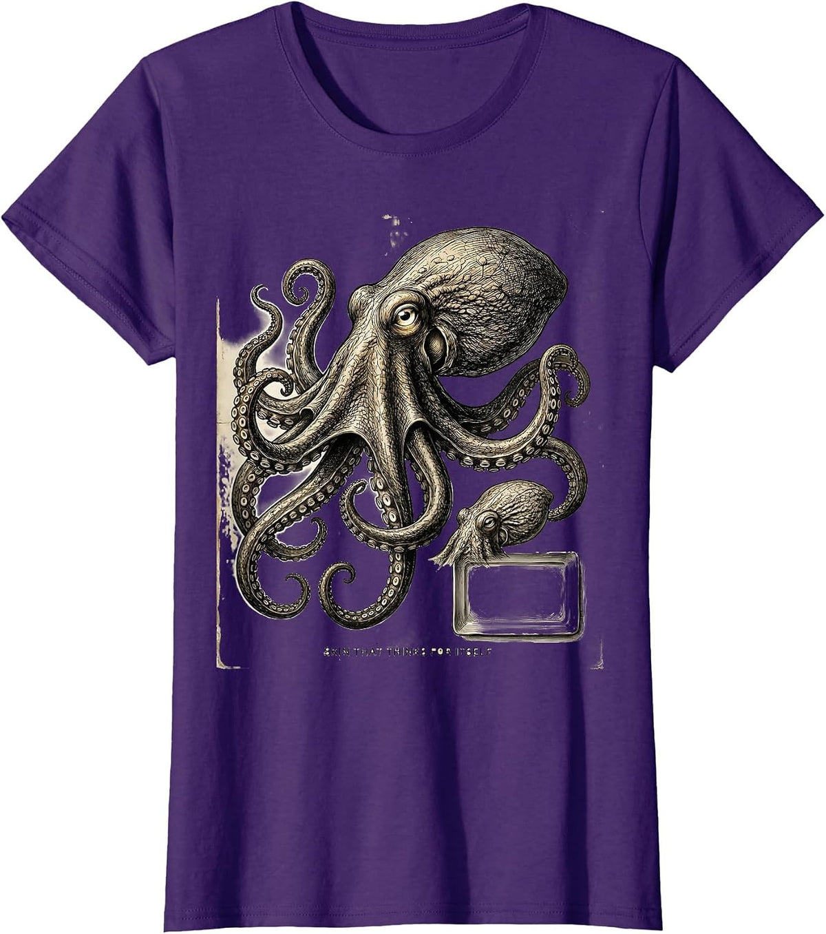 Women's Skin That Thinks For Itself Vintage Octopus Ocean Creature T-Shirt - Purple