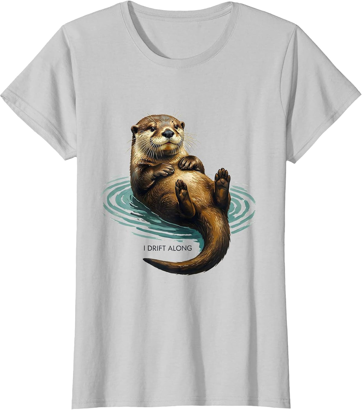 I Drift Along Funny Otter Lover Animal Humor T-Shirt - Silver Grey