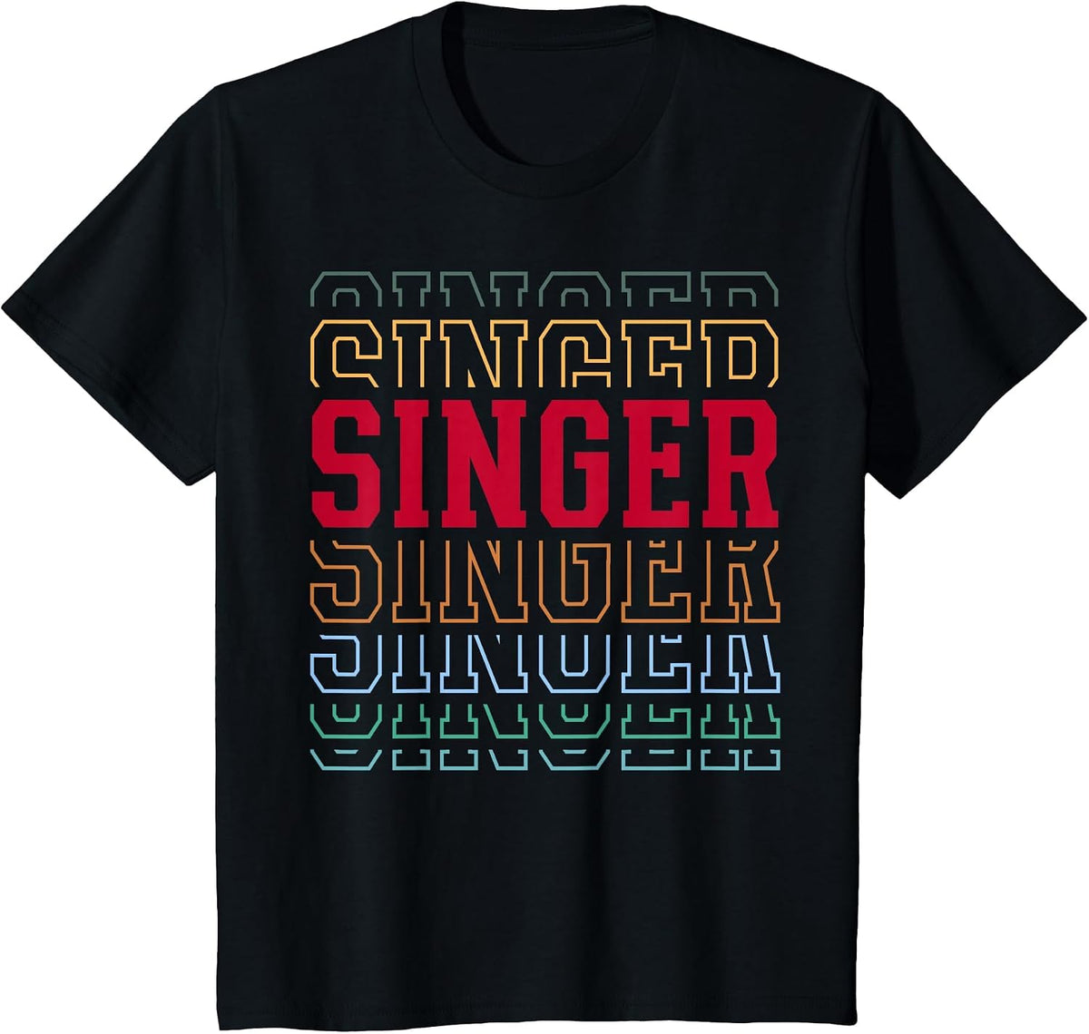 Singer Funny Retro Layered Text Singing Musician Men Women T-Shirt - Black
