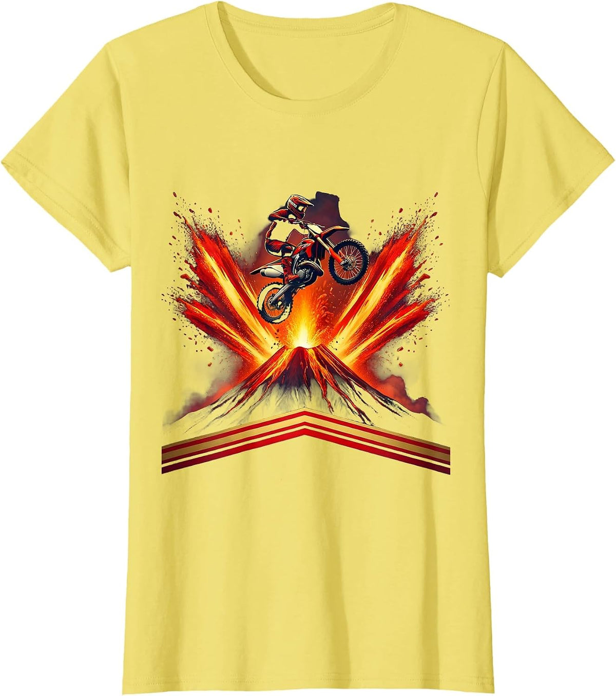 80s Dirt Bike Volcano Jump Graphic T-Shirt - Lemon Yellow