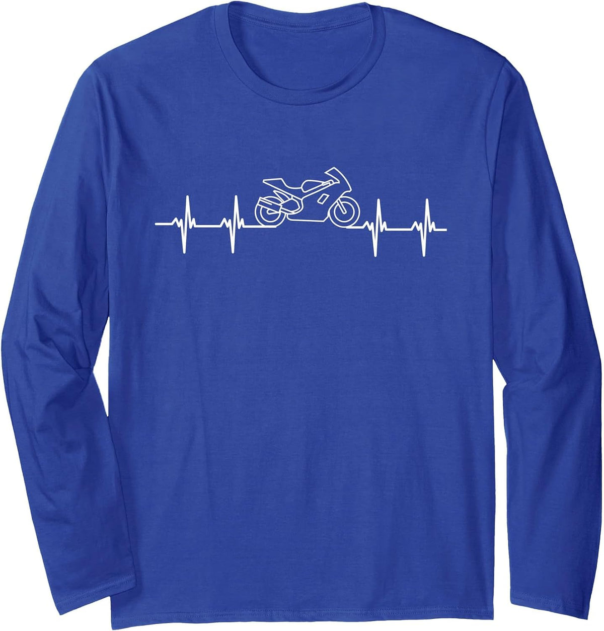 Motorcycle Heartbeat - Rider Sport Bike Biker Superbike Long Sleeve T-Shirt - Adult Unisex Royal Blue