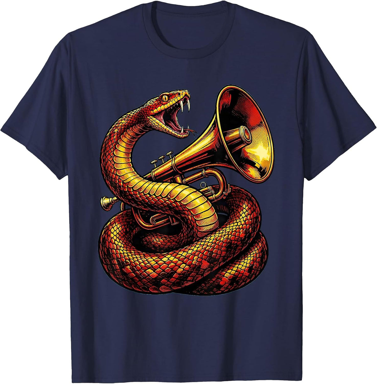Men's Free Speech Serpent and Speaking Trumpet Design T-Shirt - Navy Blue