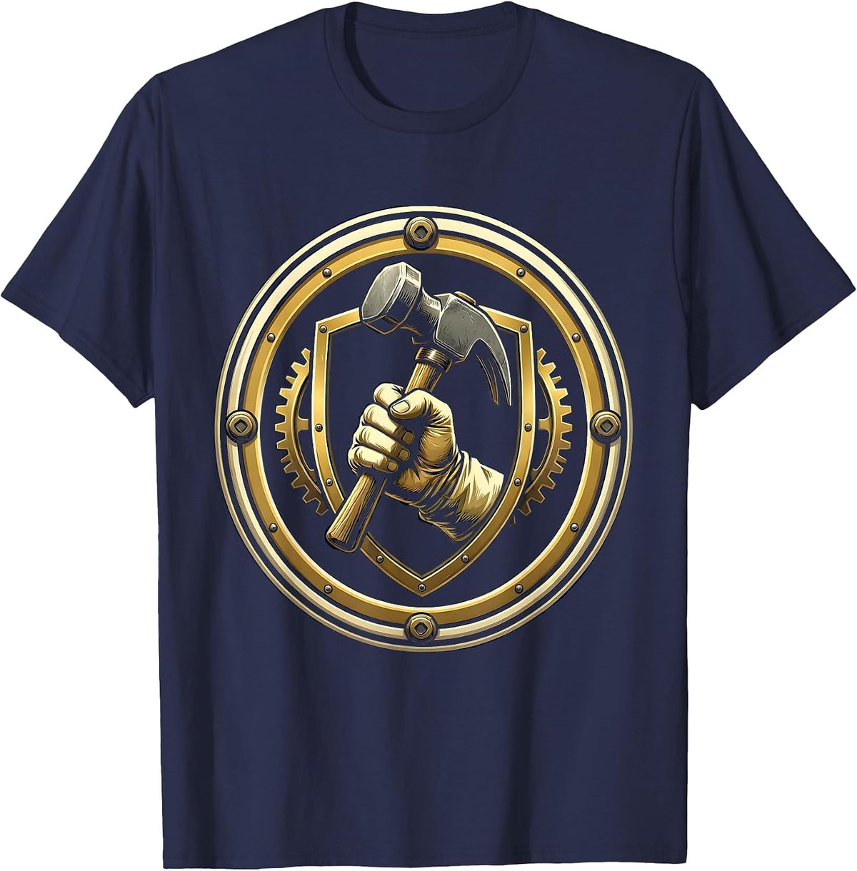 Men's Gloved Fist Sledgehammer Graphic T-Shirt - Navy Blue