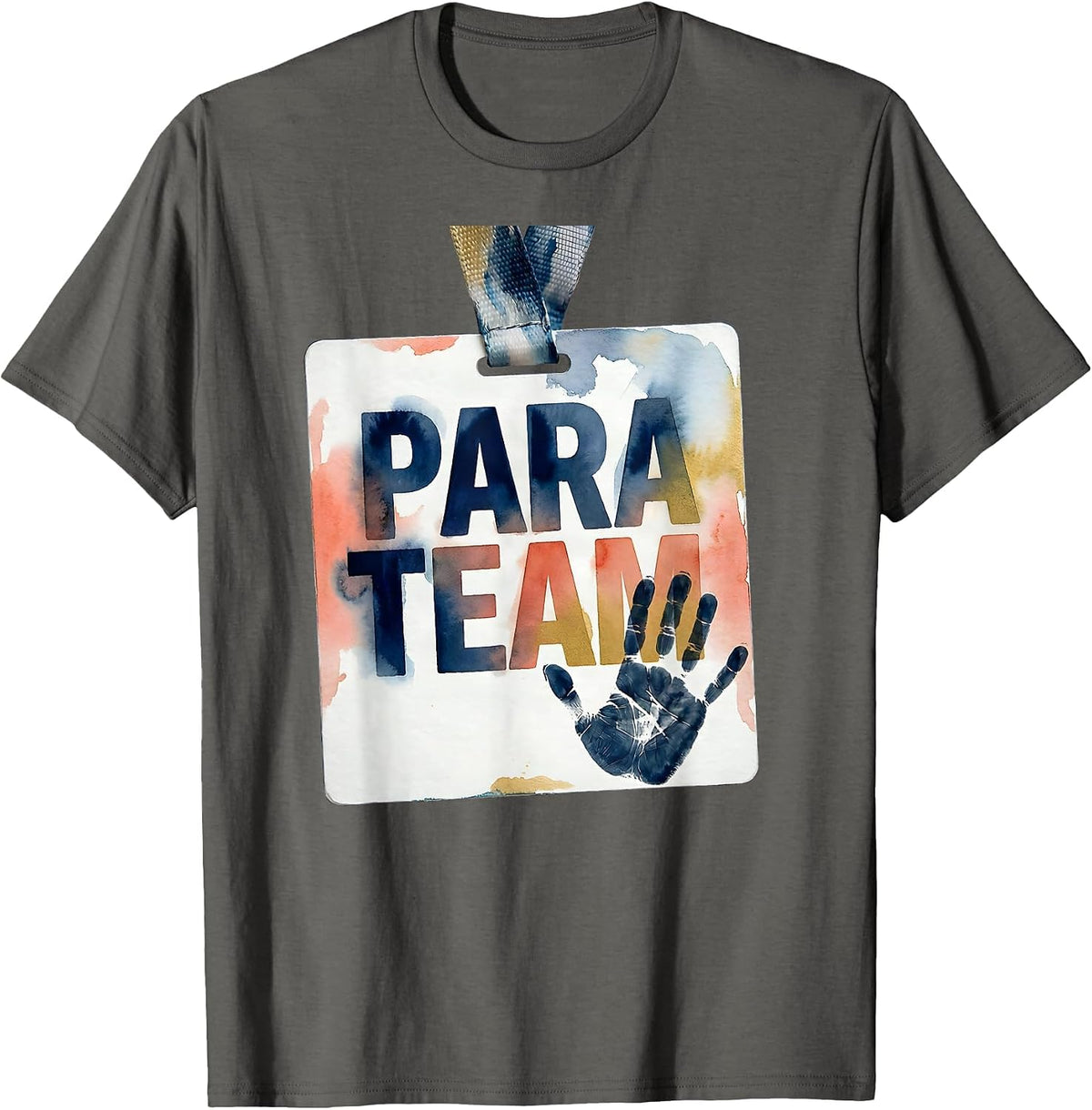 Men's Para Team Watercolor School Paraprofessional Teacher T-Shirt - Asphalt Grey