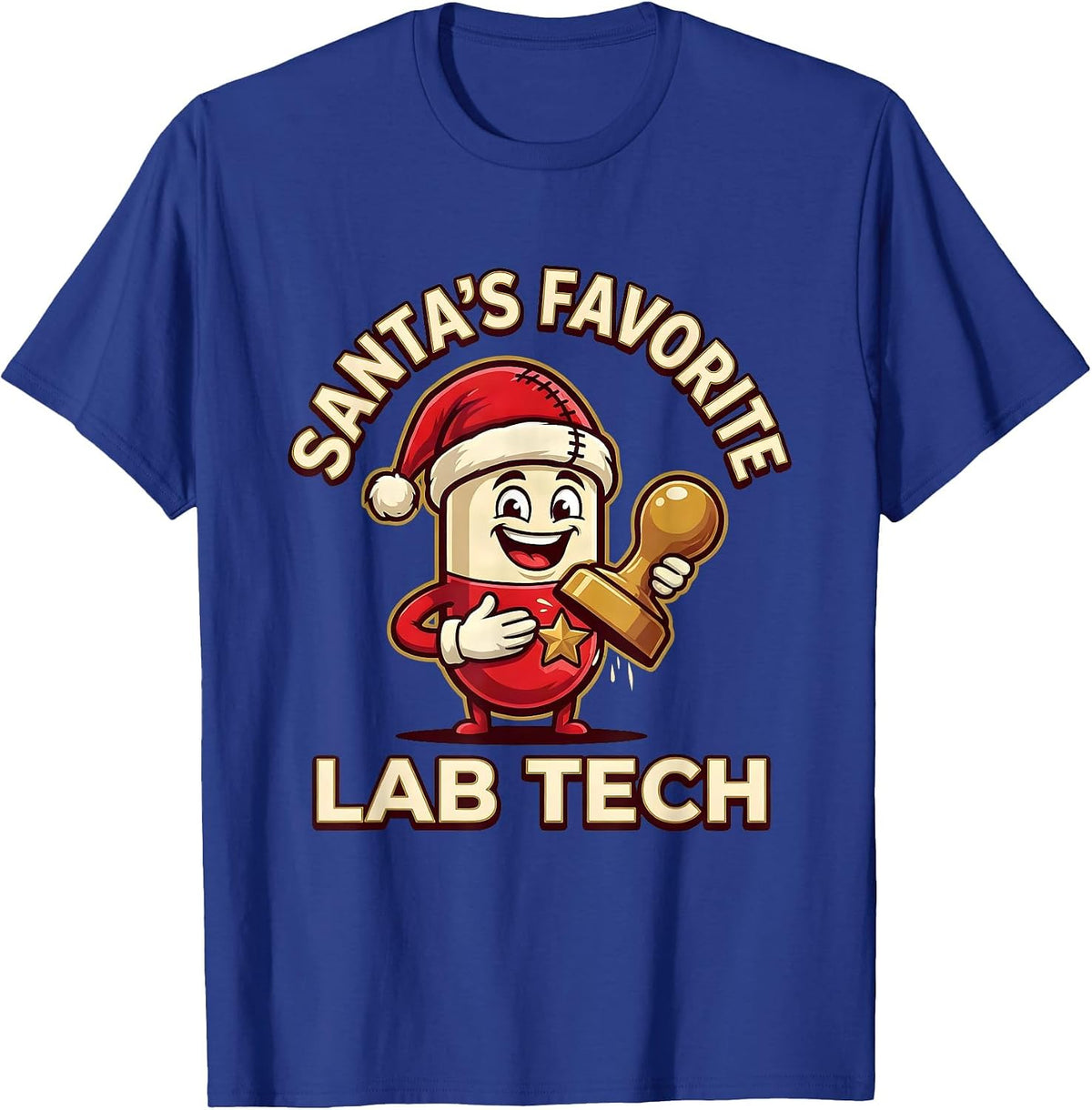 Men's Santa's Favorite Lab Tech Funny Pharmacy Tech Christmas T-Shirt - Royal Blue
