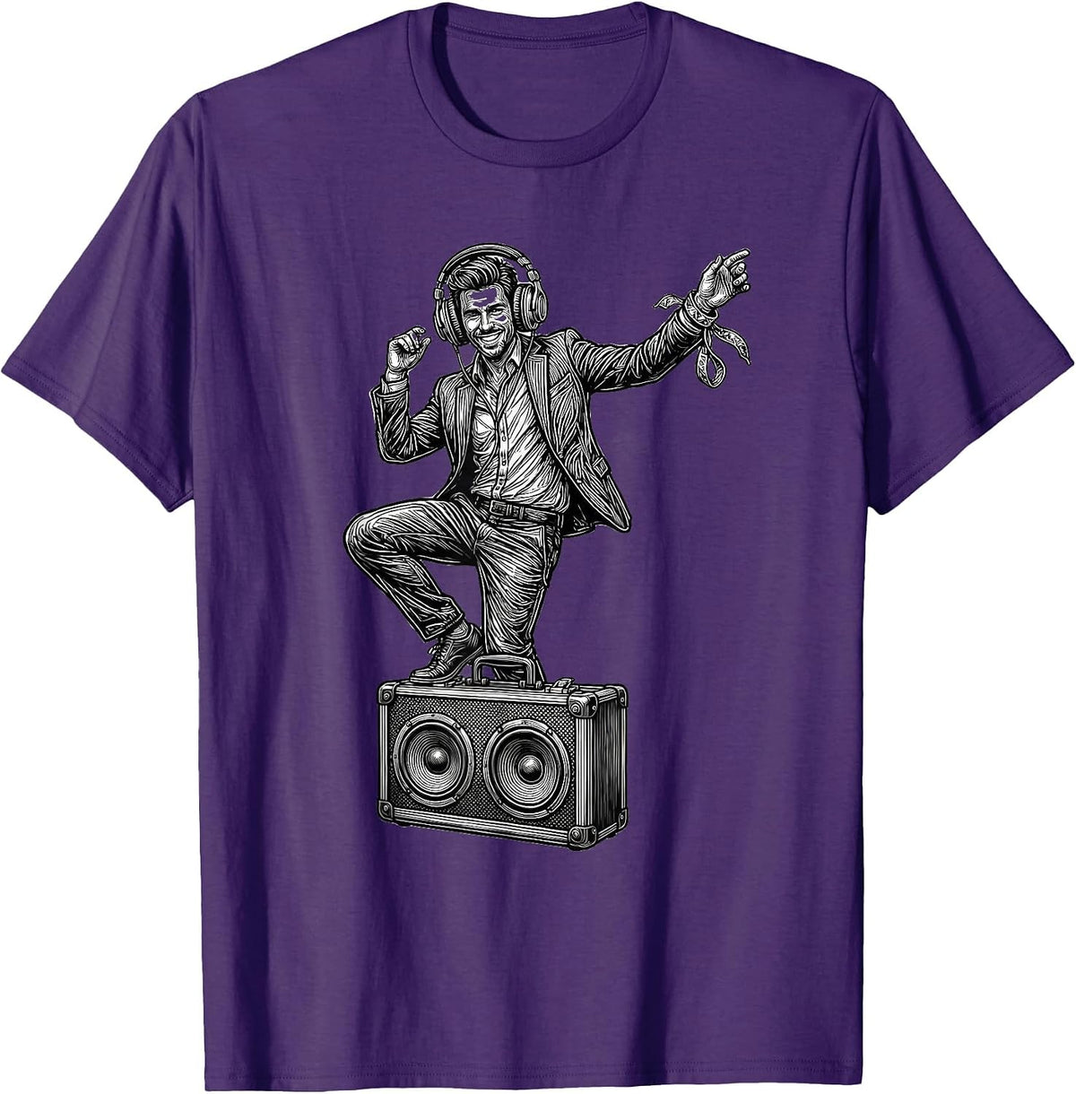 Men's Dancing Business Casual Rave EDM Festival Humor T-Shirt - Purple